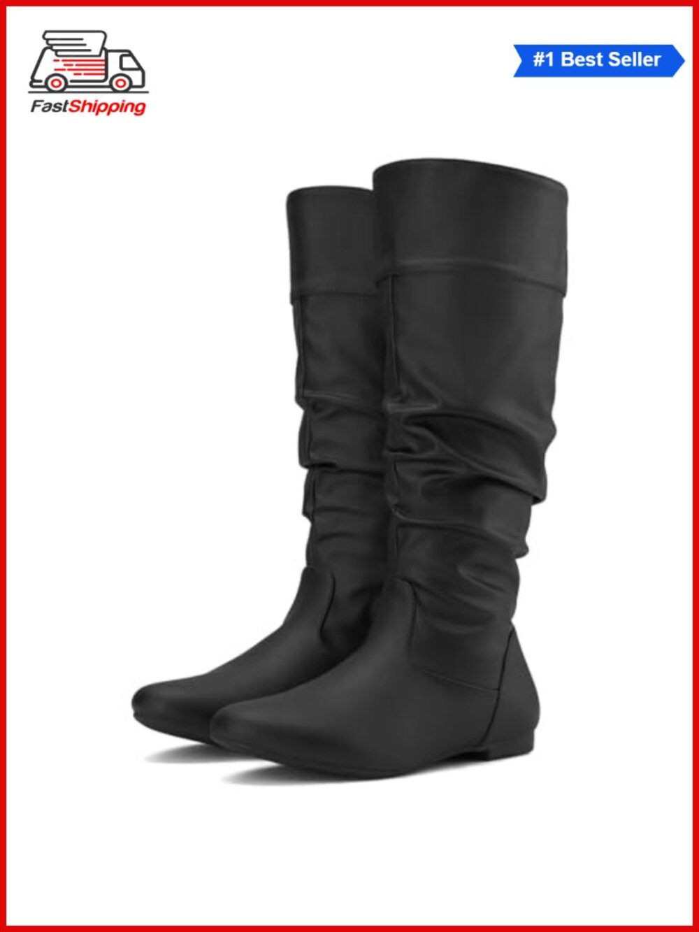Women's Slouchy Knee High Pull On Flat Boots with Padded Insole